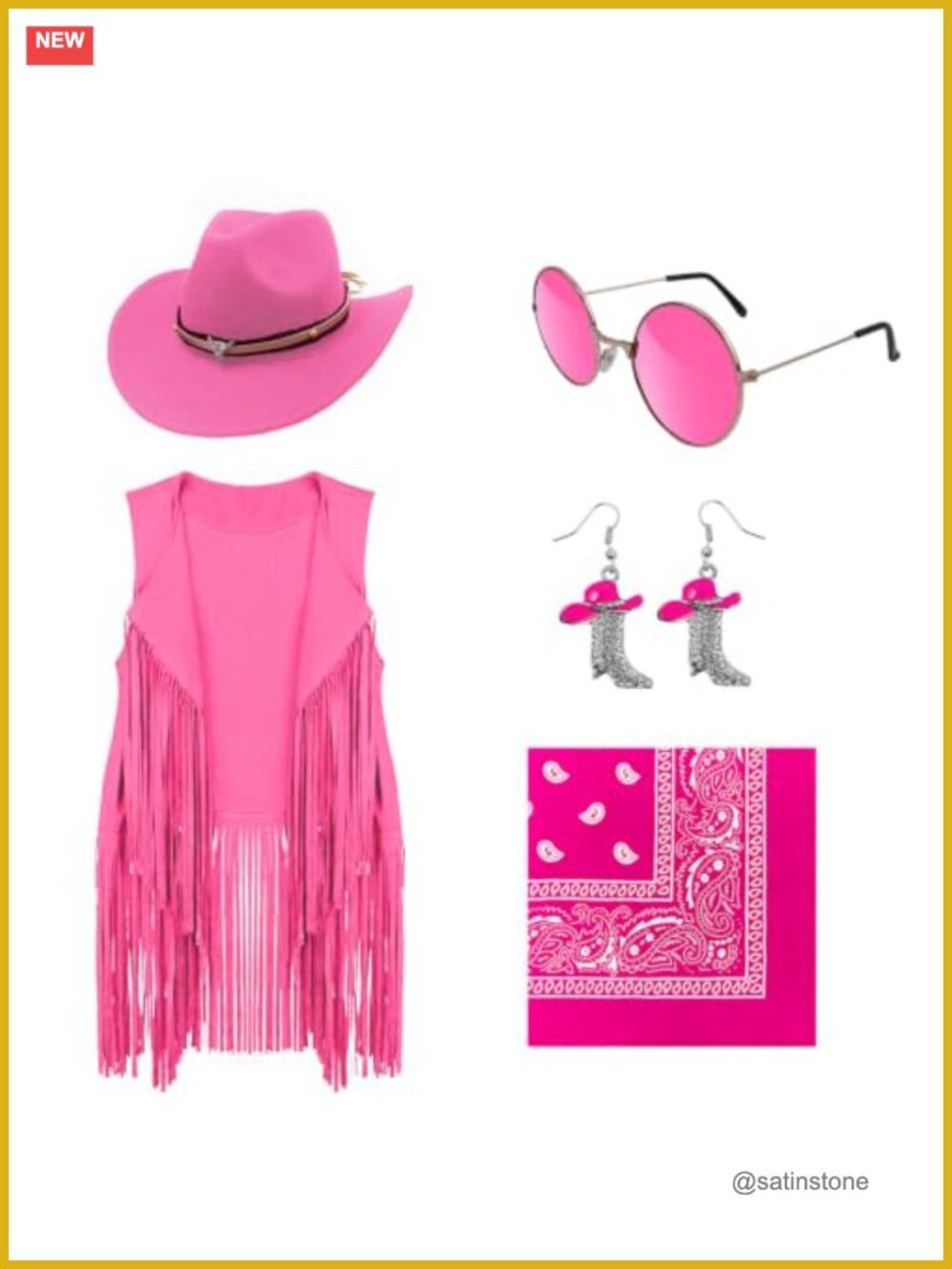 Cowgirl Costume Set Faux Suede Tassel Vest Felt Hat Western Accessories